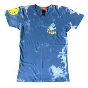 Butter Graphic T-Shirt 100% Cotton Super Soft Tee Tie Dye Women's Sz Medium Blue